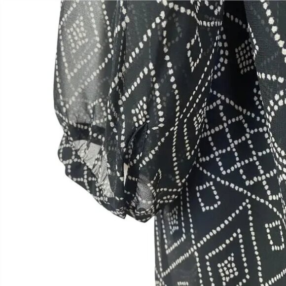 Madewell Caravan Print Black Smocked Tunic Dress - Picture 9 of 13